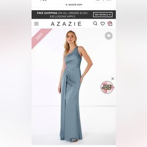Azazie Mika dress in dusty blue, size A6.